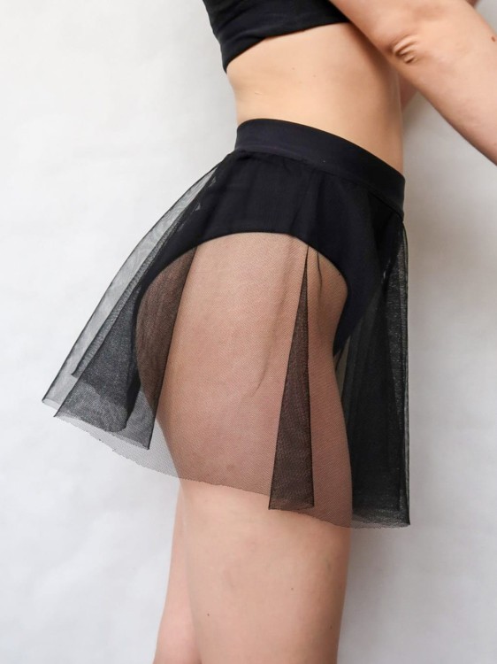 spódnico spodenki z tiulową spódniczką pole dance czarna