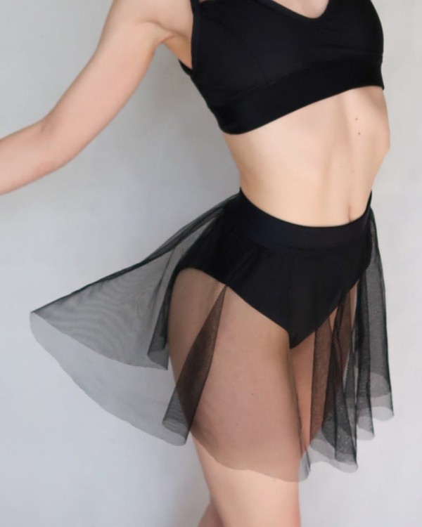 spódnico spodenki z tiulową spódniczką pole dance czarna