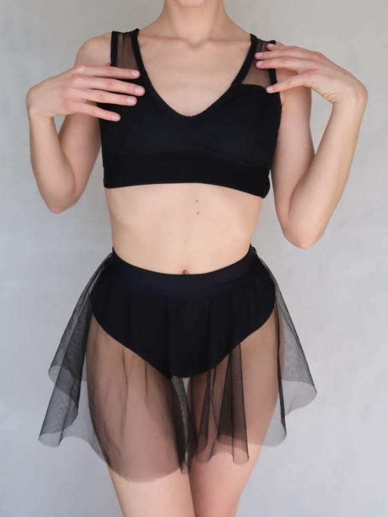 spódnico spodenki z tiulową spódniczką pole dance czarna