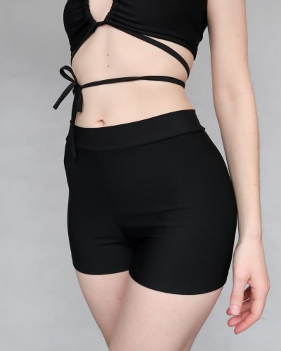 Szorty czarne pole dance wysoki stan zakryte pośladki