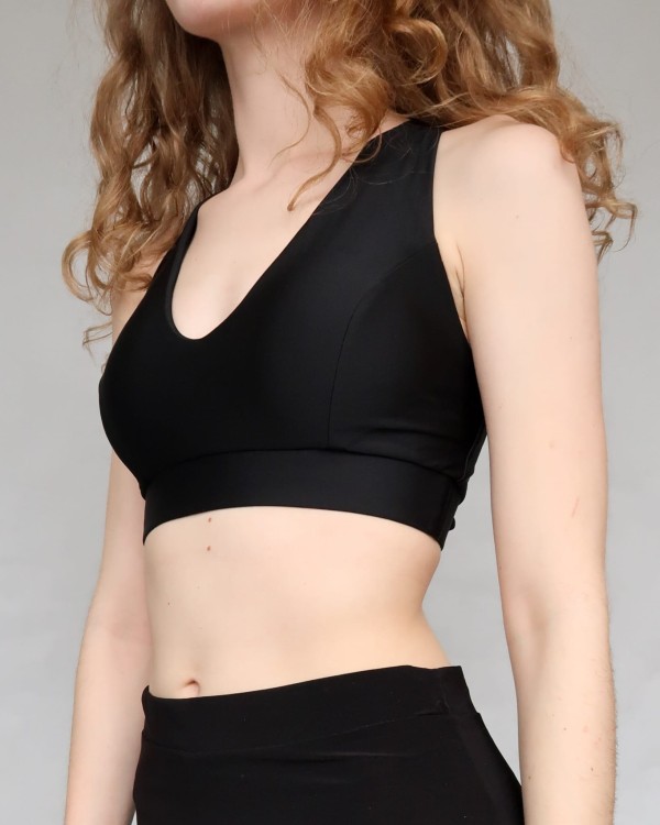 Top czarny wiązane paski pole dance na duży biust podtrzymanie745866500147a.jpg