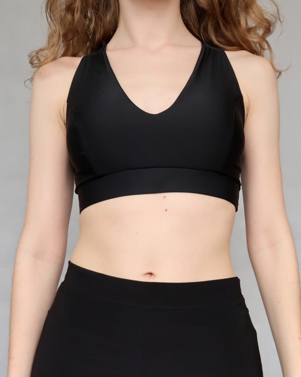 Top czarny wiązane paski pole dance na duży biust podtrzymanie