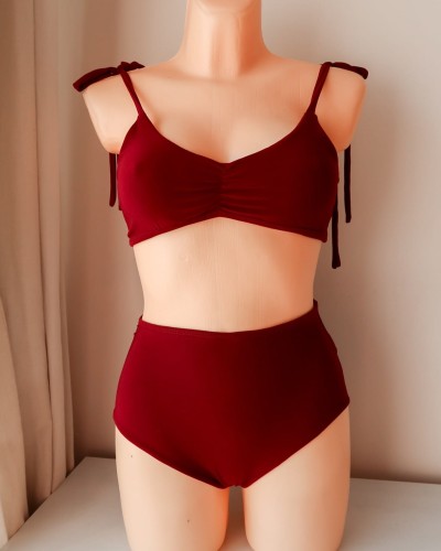 bordowy komplet pole dance