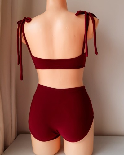 bordowy komplet pole dance