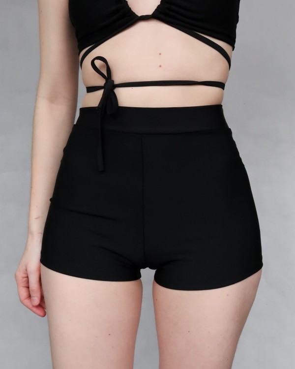 Szorty czarne pole dance wysoki stan zakryte pośladki