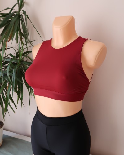 Top pole dance wiązany zabudowany bordo outlet S