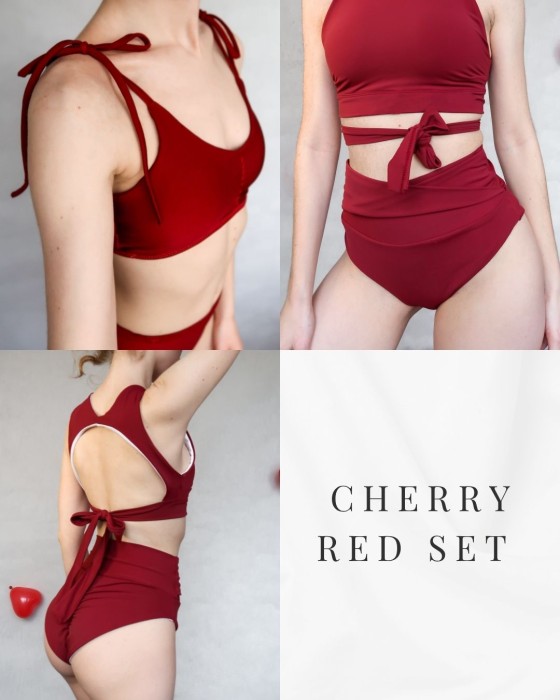 3 Cherry Red Set pole dance pole wear monkey pole wear