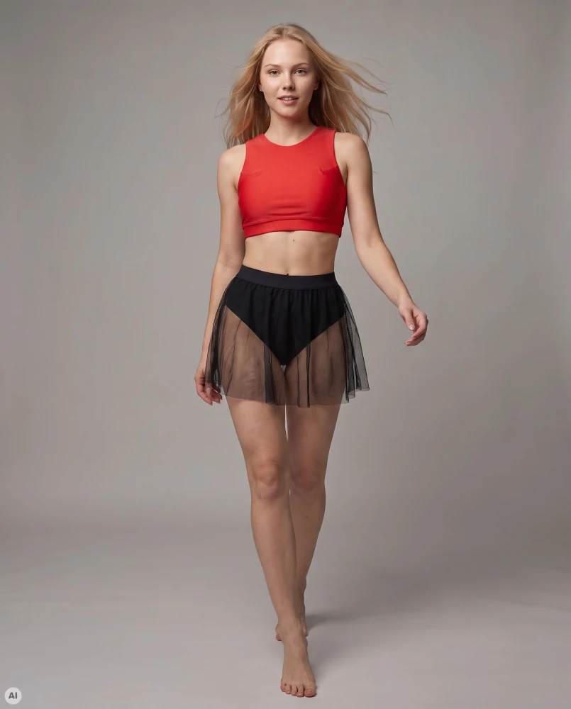 Spódnico-spodenki pole dance zwiewna czarna
